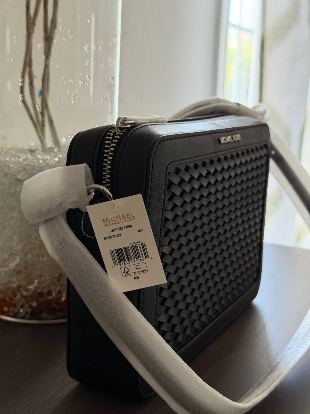 MICHEAL KORS Jet Set Large Woven Crossbody Bag  Style #: 35T5STTC3Y BRAND NEW